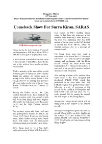 Comeback Show for Surya Kiran, SARAS