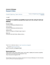 Guidelines for Landslide Susceptibility, Hazard and Risk Zoning for Land Use Planning