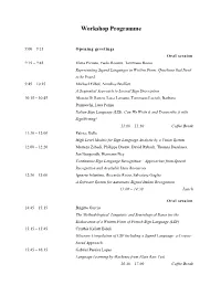 Workshop Programme