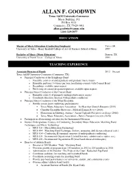 Allan Goodwin CV