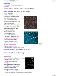 Cosmology Basic Assumptions of Cosmology