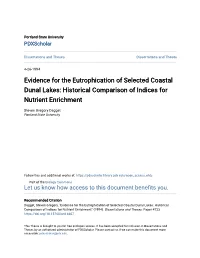 Evidence for the Eutrophication of Selected Coastal Dunal Lakes: Historical Comparison of Indices for Nutrient Enrichment