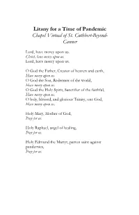 Litany for a Time of Pandemic Chapel Virtual of St. Cuthbert-Beyond- Canner
