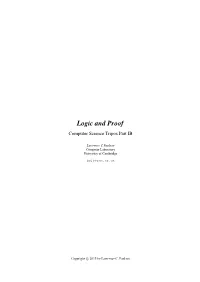 Logic and Proof Computer Science Tripos Part IB