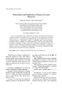 Nomenclature and Typification of Names in Cerasus (Rosaceae)