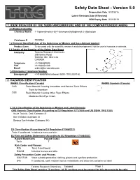 Safety Data Sheet - Version 5.0 Preparation Date 9/22/2016 Latest Revision Date (If Revised) SDS Expiry Date 9/21/2019