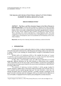 The Macro and Micro Structural Impact of the Ethnic Element in Birda-Moravița Plain