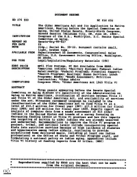 The Older Americans Act and Its Application to Native Americans