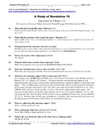 A Study of Revelation 19 Questions on Chapter 19, Revelation for Christians Today, by Lonnie Woodruff--Page 360-61[Answers by DRL]…