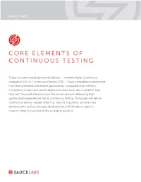 Core Elements of Continuous Testing