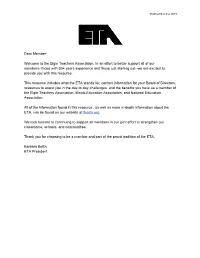 ETA Membership Handbook 2019-2020