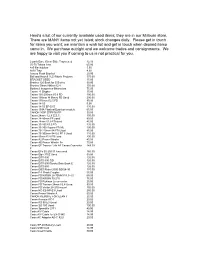 Here's a List of Our Currently Available Used Items; They Are in Our Millburn Store