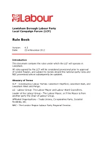 Lewisham LCF Rule Book