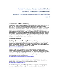 National Oceanic and Atmospheric Administration Information Exchange for Marine Educators Archive of Educational Programs, Activ