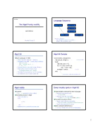 The Algol Family and ML Lisp Algol 60