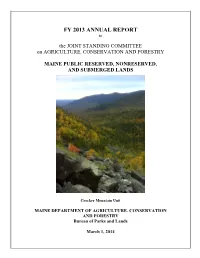 Maine Public Reserved, Nonreserved, and Submerged Lands