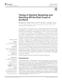 Timing of Sandeel Spawning and Hatching Off the East Coast of Scotland