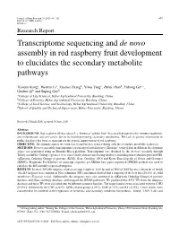 Transcriptome Sequencing and De Novo Assembly in Red Raspberry Fruit Development to Elucidates the Secondary Metabolite Pathways