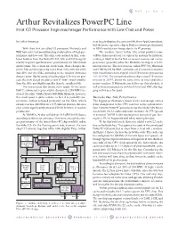 Arthur Revitalizes Powerpc Line First G3 Processor Improves Integer Performance with Low Cost and Power