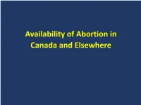 Availability of Abortion in Canada and Elsewhere Vanier Institute of the Family, 2017