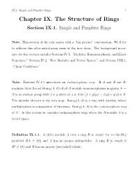 Chapter IX. the Structure of Rings Section IX.1