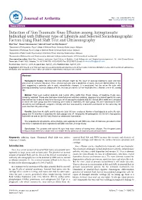 Detection of Non-Traumatic Knee Effusion Among Asymptomatic