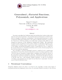Generalized J-Factorial Functions, Polynomials, and Applications