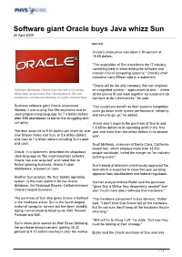 Software Giant Oracle Buys Java Whizz Sun 20 April 2009