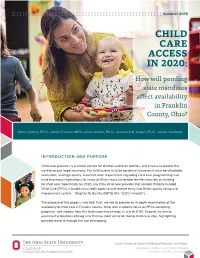 Child Care Access in 2020