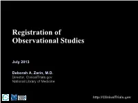 Registration of Observational Studies