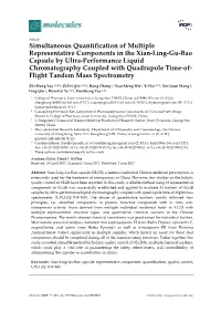 Simultaneous Quantification of Multiple Representative Components in the Xian-Ling-Gu-Bao Capsule by Ultra-Performance Liquid Ch