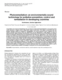 An Environmentally Sound Technology for Pollution Prevention, Control and Remediation in Developing Countries