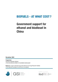 Biofuels - at What Cost ?