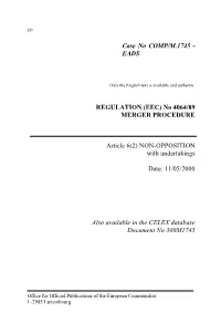 Case No COMP/M.1745 - EADS