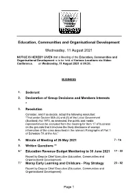 Education, Communities and Organisational Development