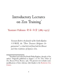 Introductory Lectures on Zen Training*