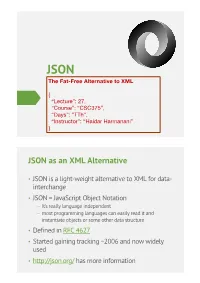 JSON As an XML Alternative