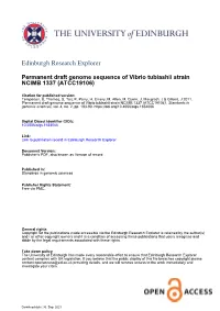 Permanent Draft Genome Sequence of Vibrio Tubiashii Strain NCIMB 1337 (ATCC19106)', Standards in Genomic Sciences, Vol