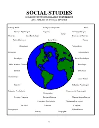 Social Studies Some Occupations Related to Interest and Ability in Social Studies