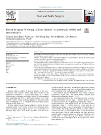 Sport Following Lisfranc Injuries: a Systematic Review and Meta-Analysis