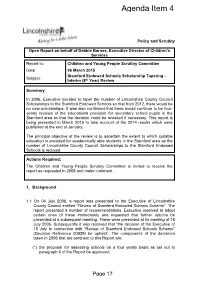 Stamford Endowed Schools Scholarship Tapering - Subject: Interim (8Th Year) Review Keydecision Decision? Reference: No Summary