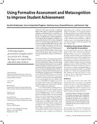 Using Formative Assessment and Metacognition to Improve Student Achievement