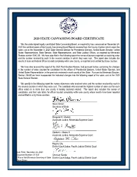 2020 State Canvassing Board Certificate