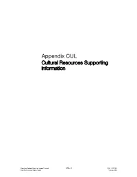 Appendix CUL Cultural Resources Supporting Information