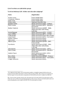 Children and Education Subgroup1 Name Organisation Andrew Jones P
