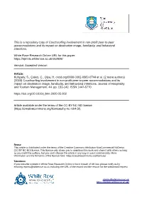 Couchsurfing Involvement in Non-Profit Peer-To-Peer Accommodations and Its Impact on Destination Image, Familiarity, and Behavioral Intentions