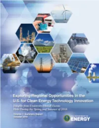 Exploring Regional Opportunities in the U.S. for Clean Energy Technology Innovation Volume 1