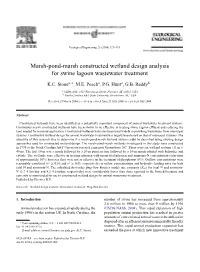 Marsh-Pond-Marsh Constructed Wetland Design Analysis for Swine Lagoon Wastewater Treatment