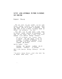 Myth and Symbol in the Pattern of Truth / 123