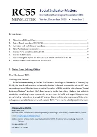 NEWSLETTER Winter, December 2016  Number 1